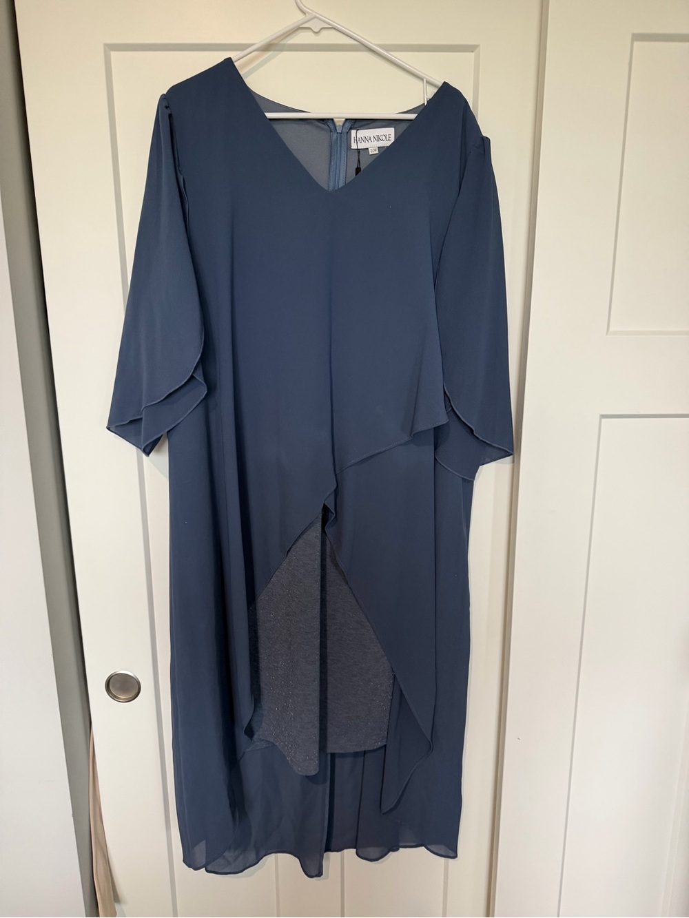 Navy V-Neck Layered Women's Dress